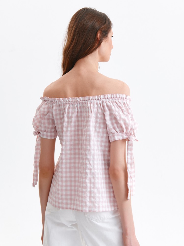 Bluzka z odkrytymi ramionami w kratkę vichy Bluzka z odkrytymi ramionami w kratkę vichy