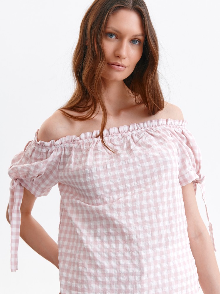 Bluzka z odkrytymi ramionami w kratkę vichy Bluzka z odkrytymi ramionami w kratkę vichy