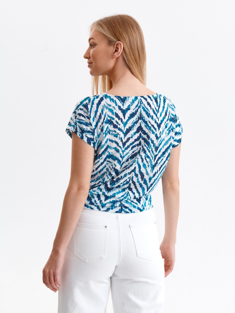 Luźna bluzka z krótkim rękawem we wzory