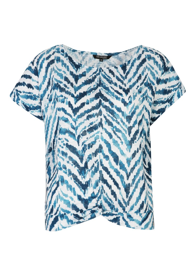 Luźna bluzka z krótkim rękawem we wzory