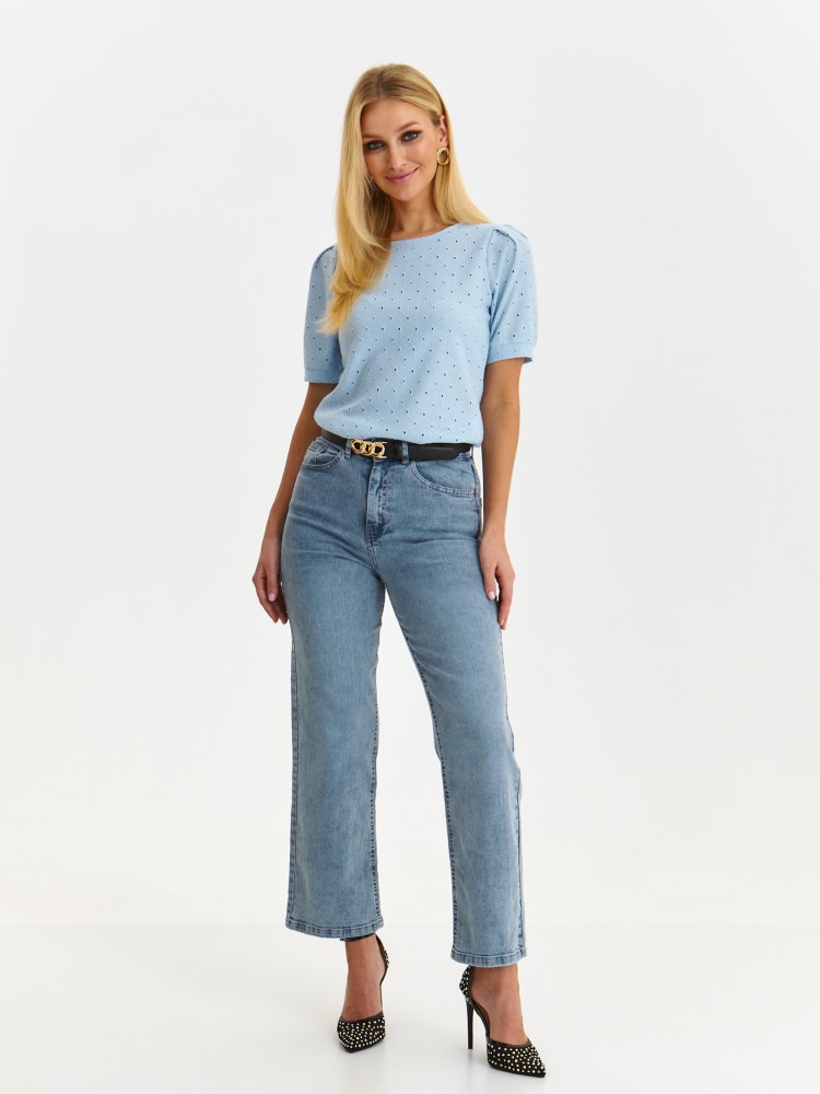 Ażurowa bluzka z bufiastymi rękawkami