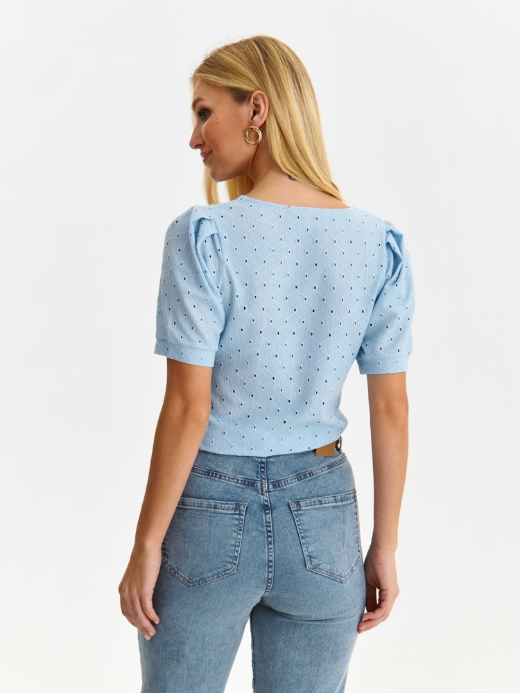 Ażurowa bluzka z bufiastymi rękawkami