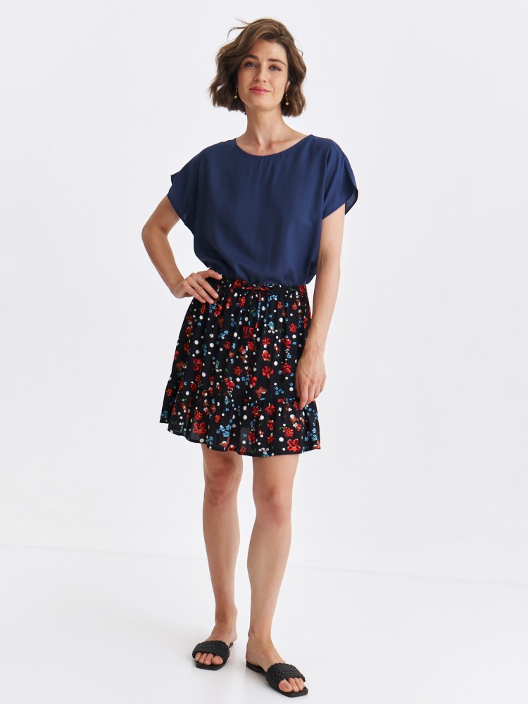 Gładka granatowa bluzka damska