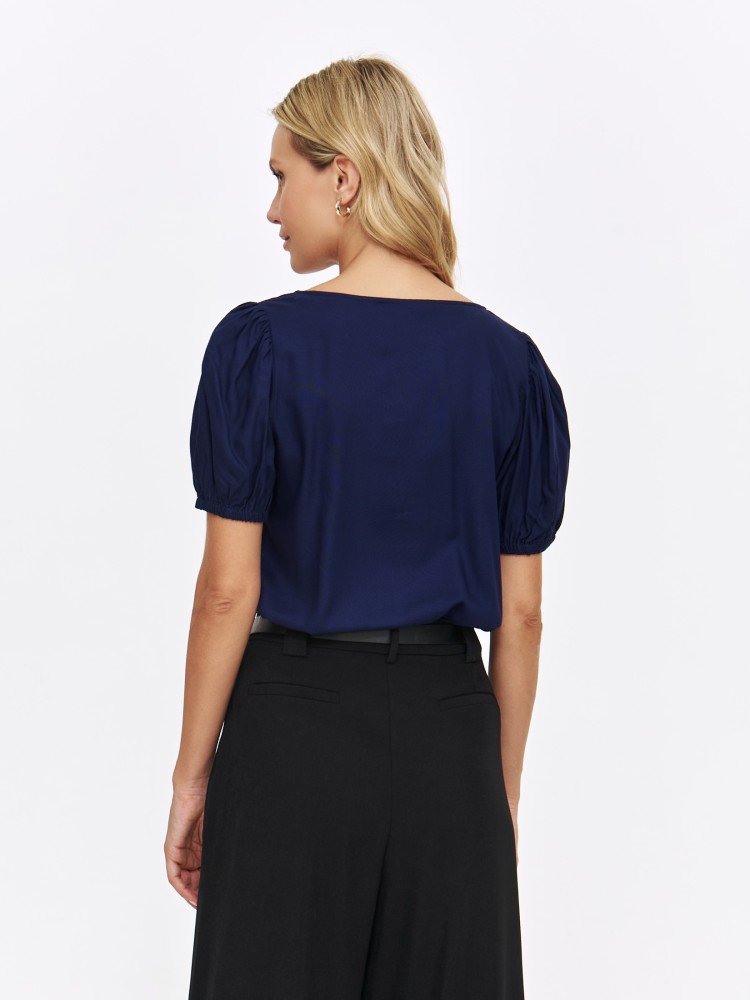 Granatowa bluzka z dekoltem w serek