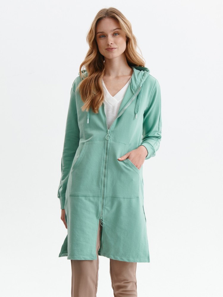 Długa, rozpinana bluza z kapturem