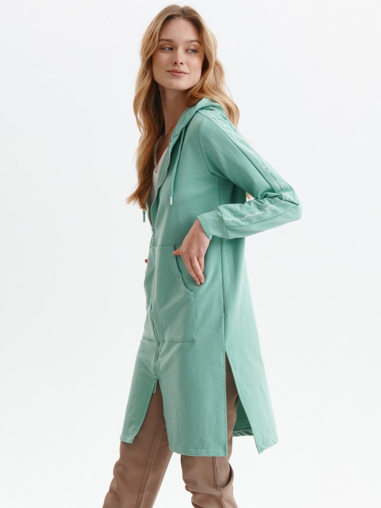 Długa, rozpinana bluza z kapturem