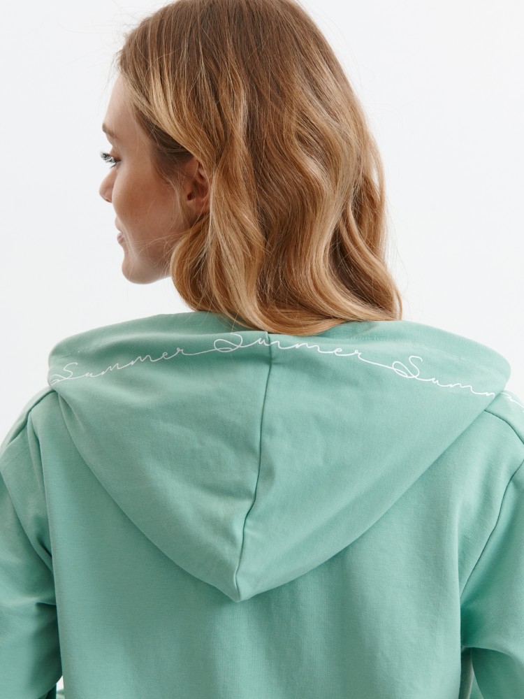 Długa, rozpinana bluza z kapturem