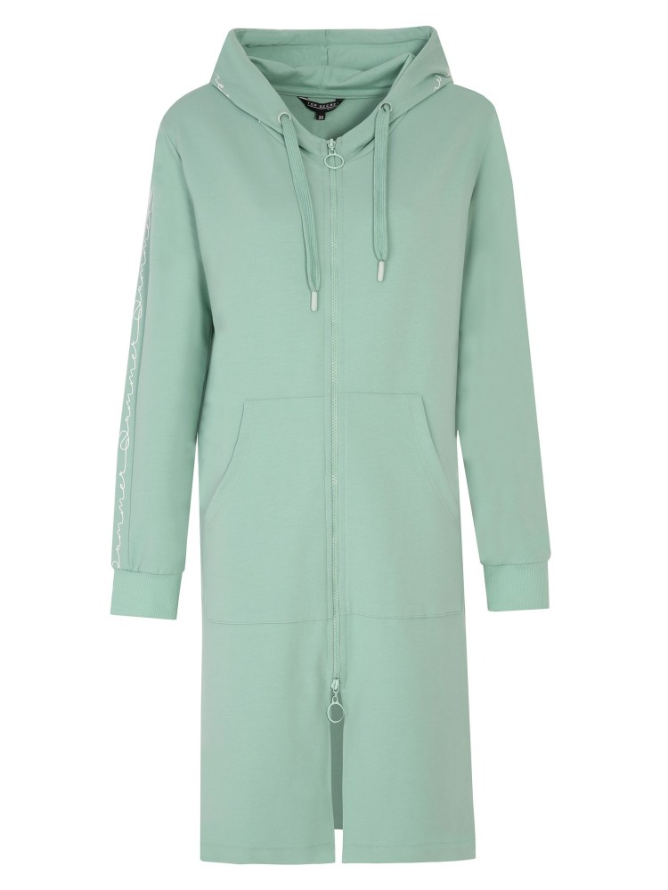 Długa, rozpinana bluza z kapturem