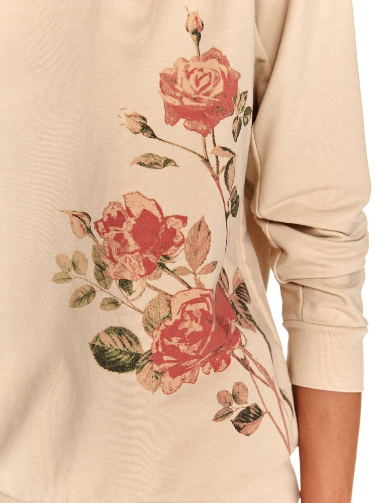 Nierozpinana bluza damska z nadrukiem w kwiaty