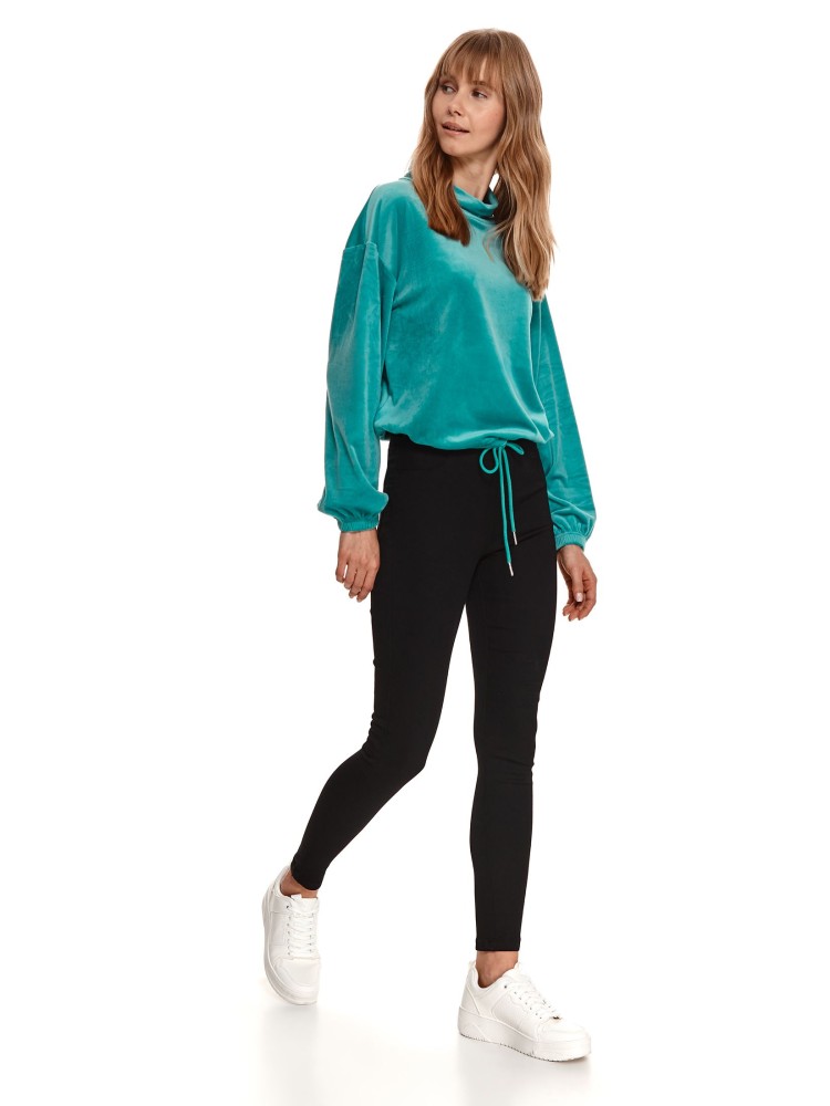 Welurowa bluza damska ze sznurowaniem