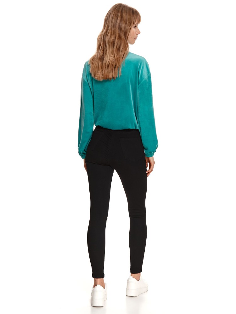 Welurowa bluza damska ze sznurowaniem