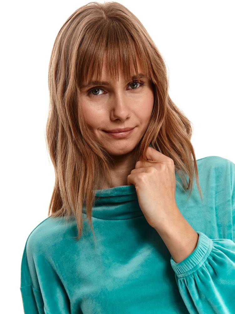 Welurowa bluza damska ze sznurowaniem