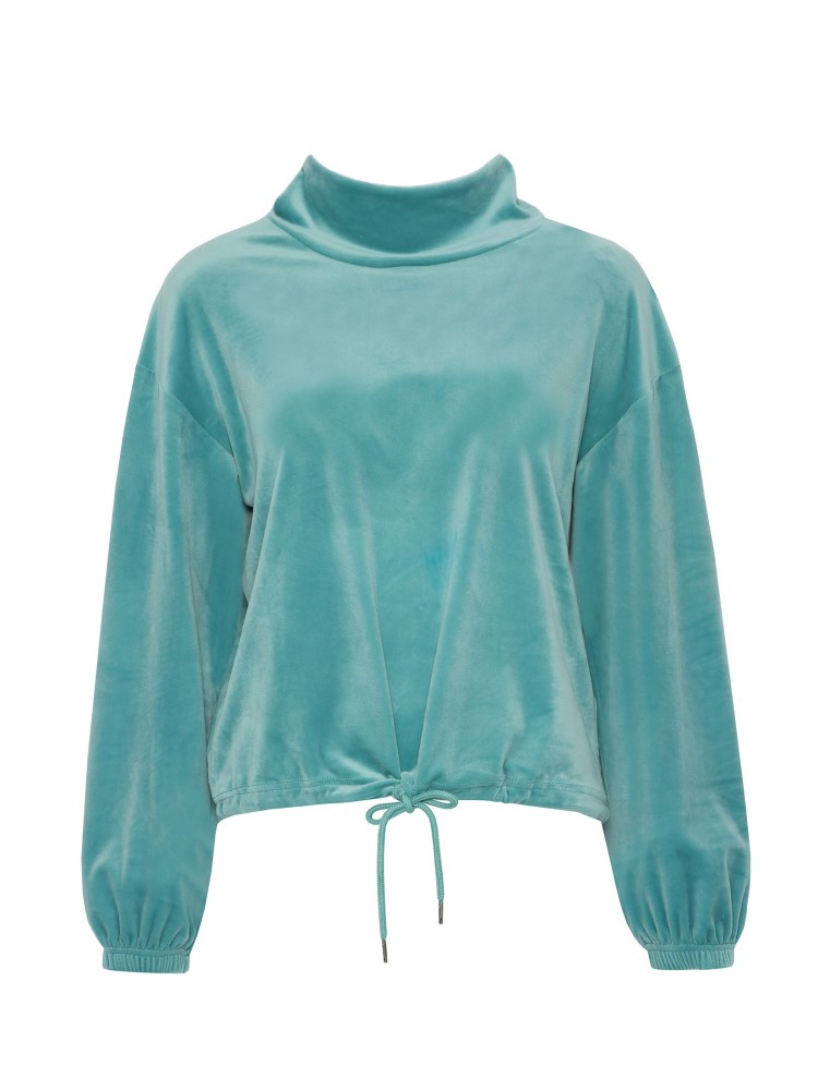 Welurowa bluza damska ze sznurowaniem