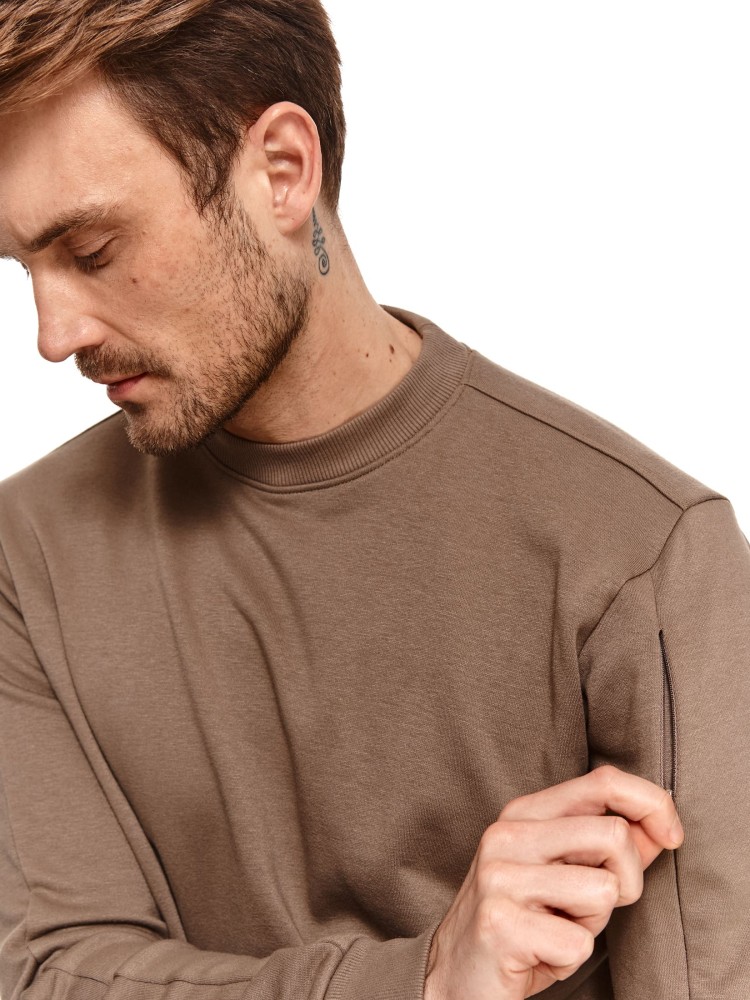 Bluza gładka z kieszenia na rękawie