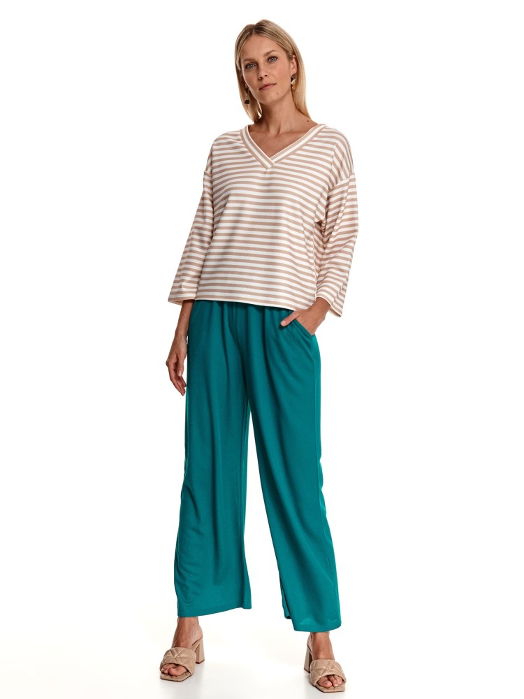 Bluza damska w paski z dekoltem w serek