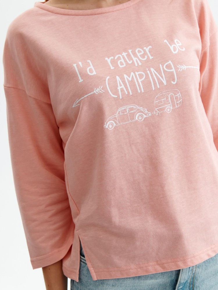 Bluza damska z nadrukiem z rozporkami na bokach