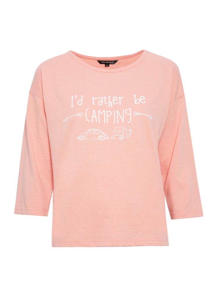 Bluza damska z nadrukiem z rozporkami na bokach