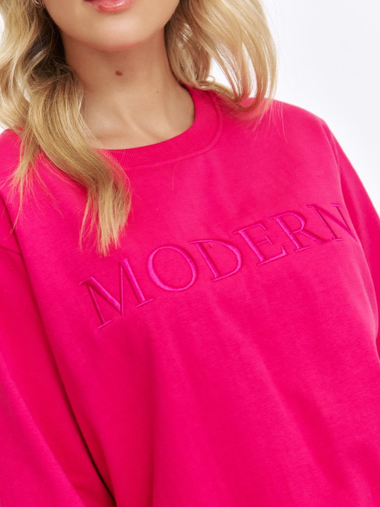 Amarantowa bluza z haftowanym napisem