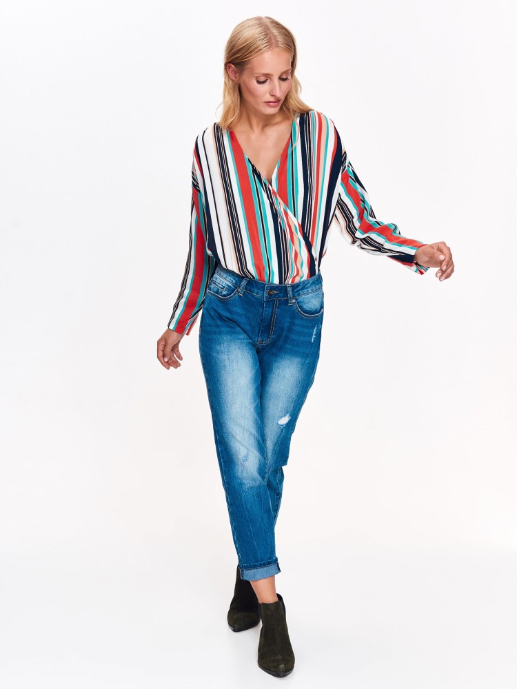 Body damskie w paski z długim rękawem