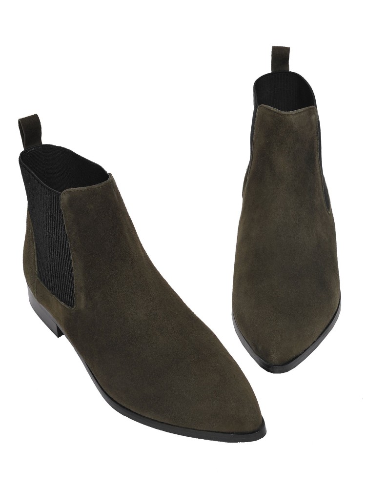 Zamszowe botki khaki