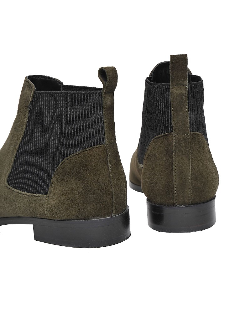 Zamszowe botki khaki