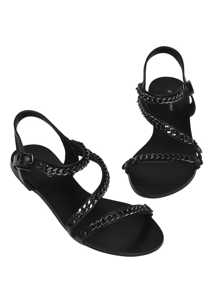 Sandały damskie z ozdobnymi łańcuszkami