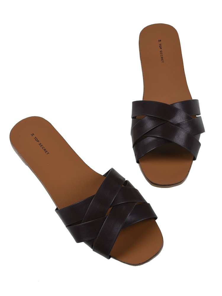 Klapki damskie z plecionymi paskami