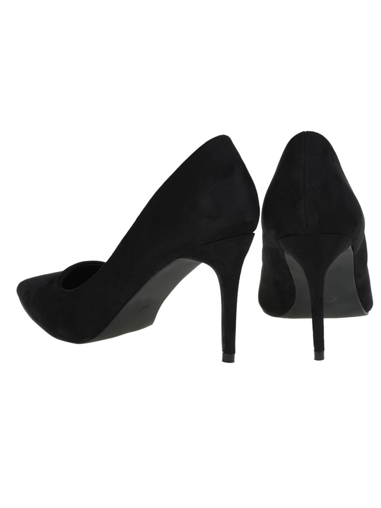 Czarne szpilki z ekozamszu