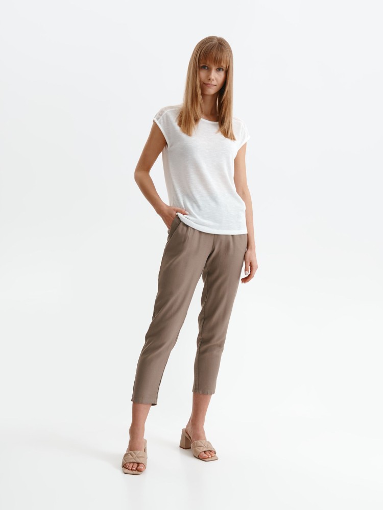 Pudełkowa bluzka damska z łączonych materiałów