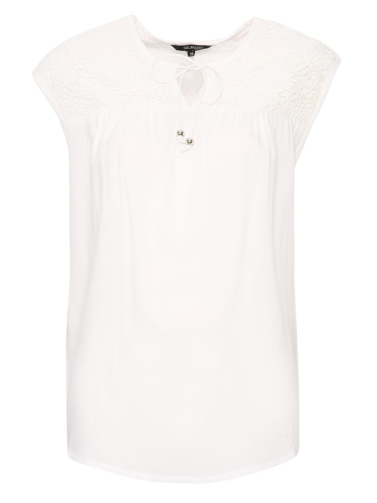 Bluzka bez rękawów z ozdobną koronką