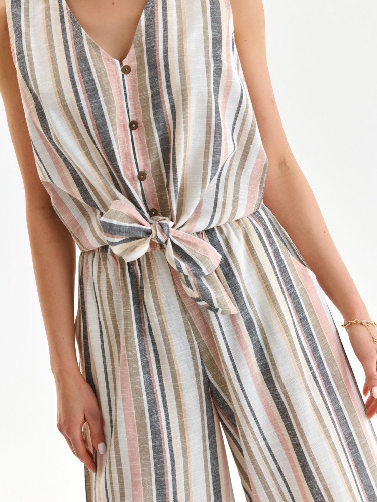 Bluzka bez rękawów w paski rozpinana