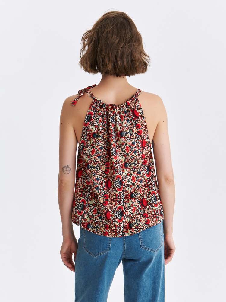 Kolorowa bluzka z dekoltem halter