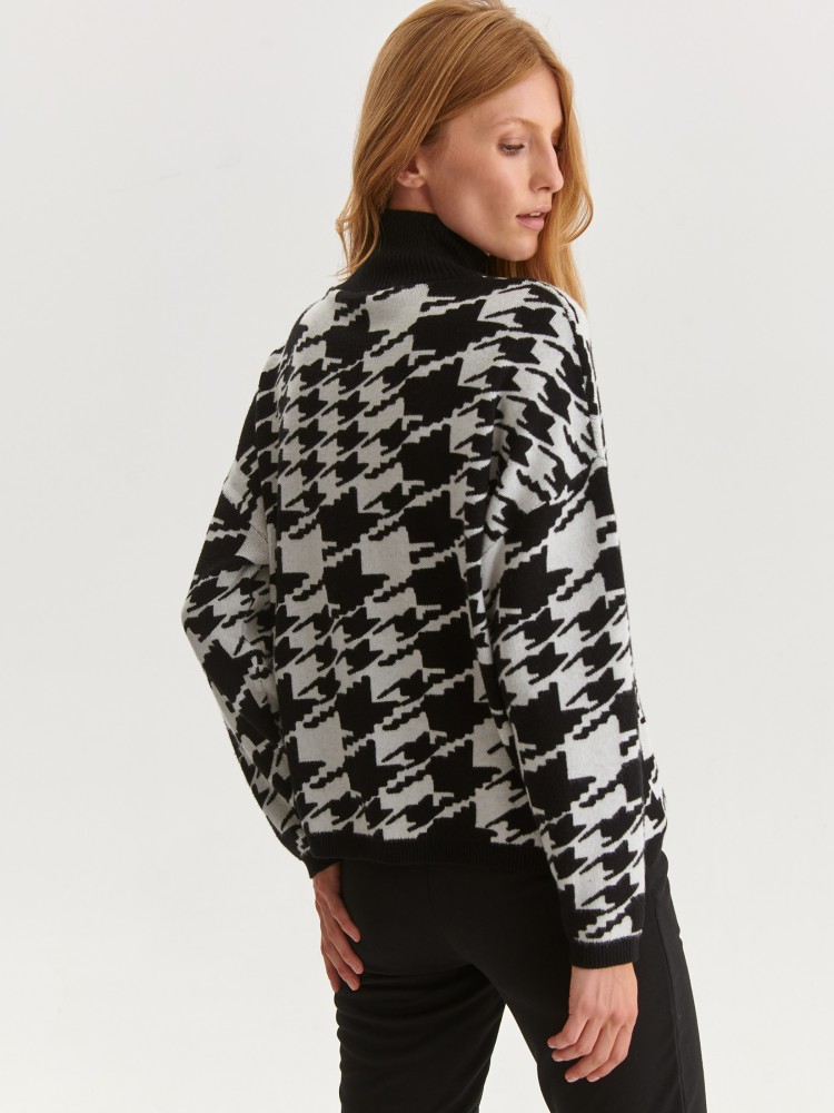 Pudełkowy golf damski w pepitkę