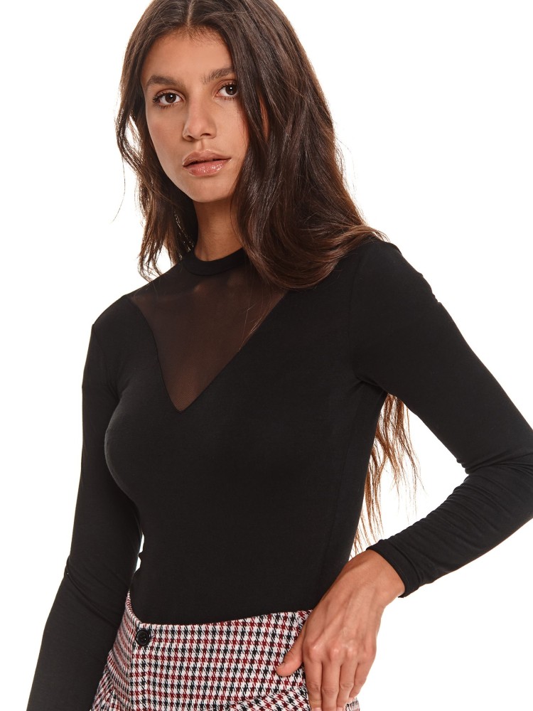 Obcisłe body z przezroczystą wstawką