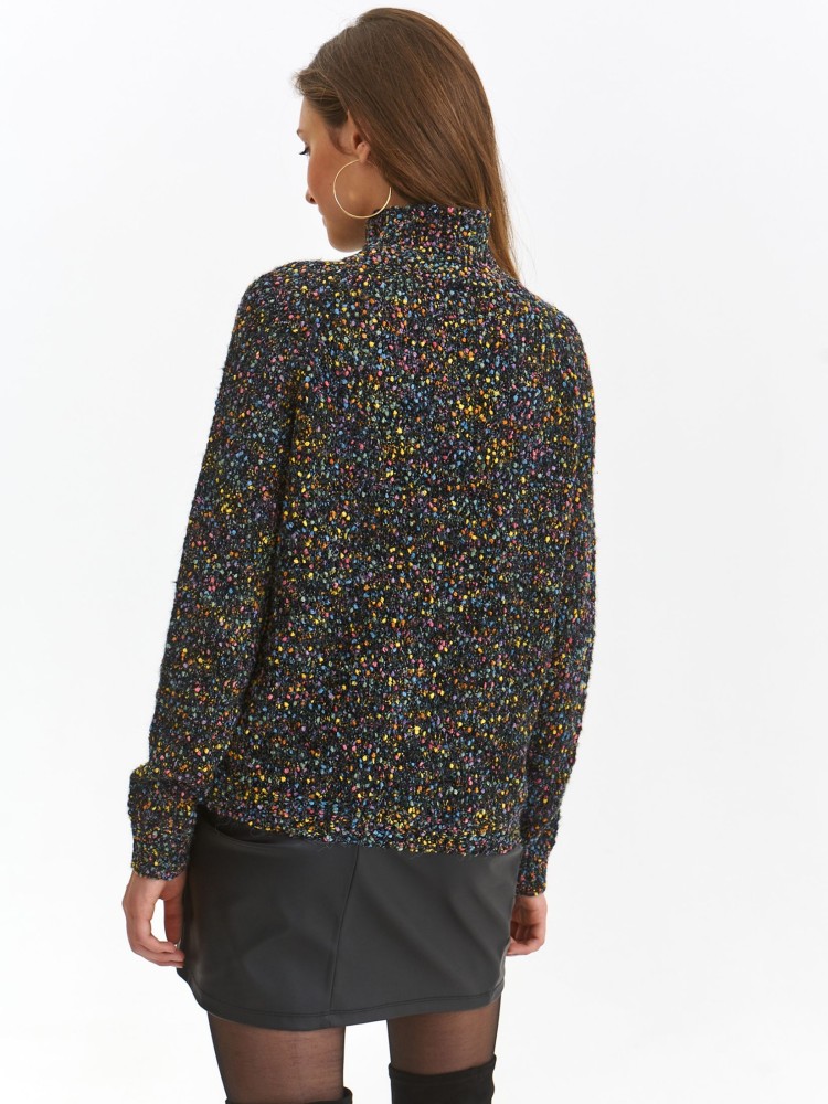 Kolorowy sweter z fantazyjnym splotem