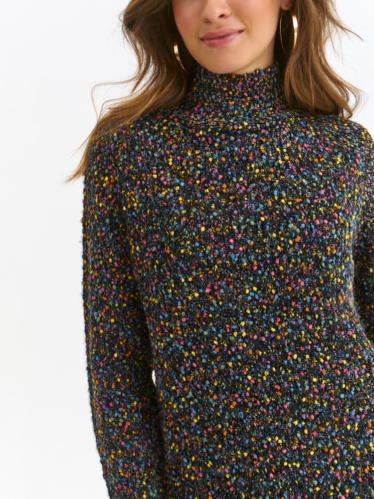 Kolorowy sweter z fantazyjnym splotem