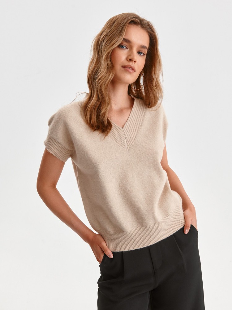 Kamizelka dzianinowa z dekoltem w serek