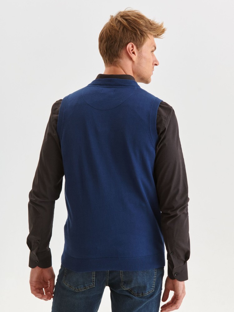 Kamizelka dzianinowa z drobnymi przeplotami