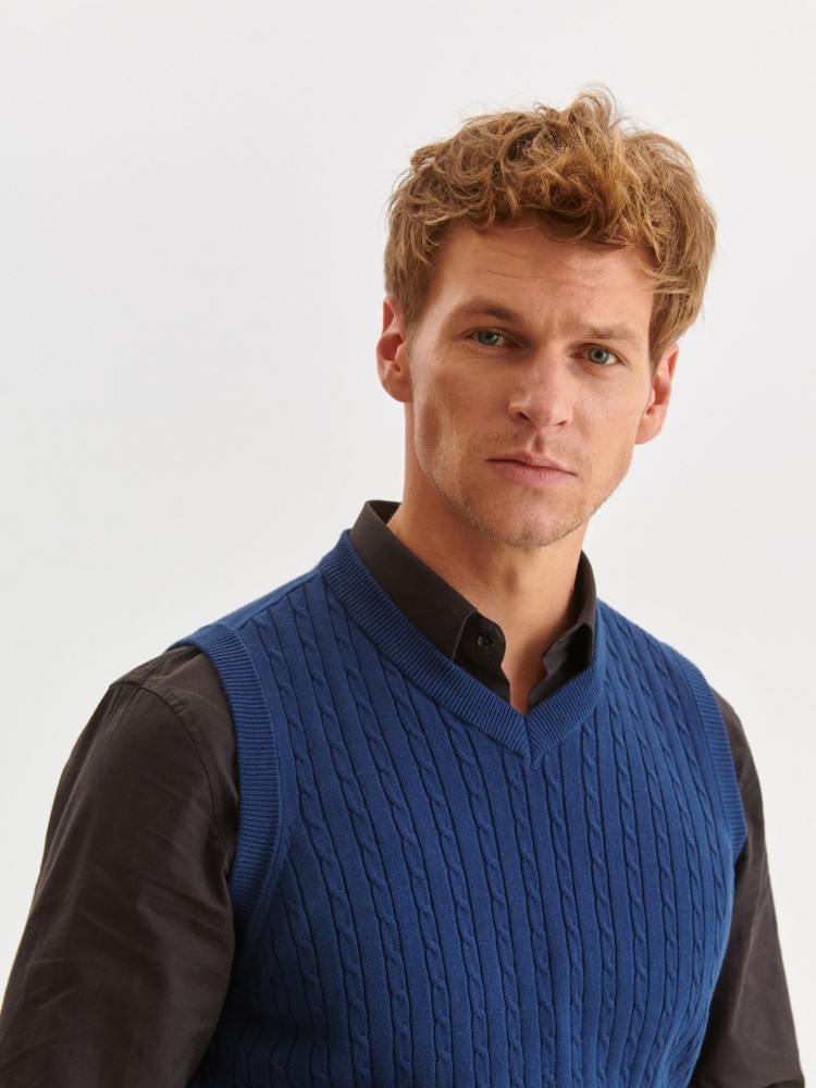 Kamizelka dzianinowa z drobnymi przeplotami