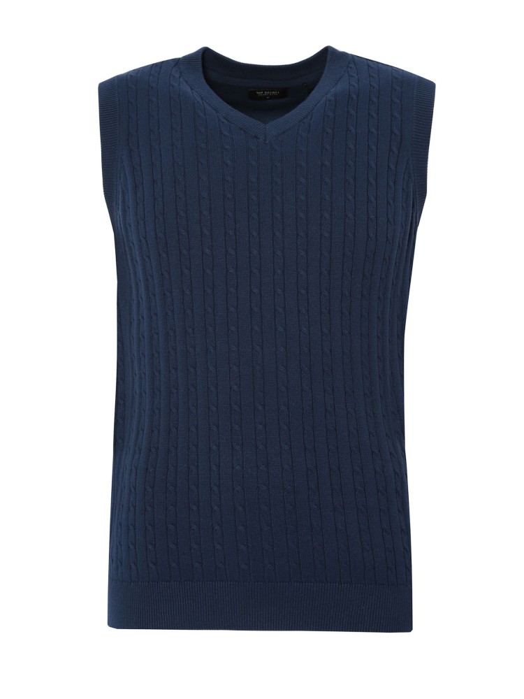 Kamizelka dzianinowa z drobnymi przeplotami