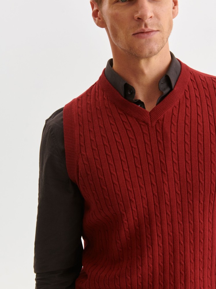 Kamizelka dzianinowa z drobnymi przeplotami