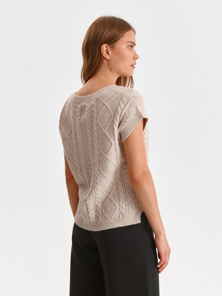 Kamizelka dzianinowa z ozdobnymi przeplotami