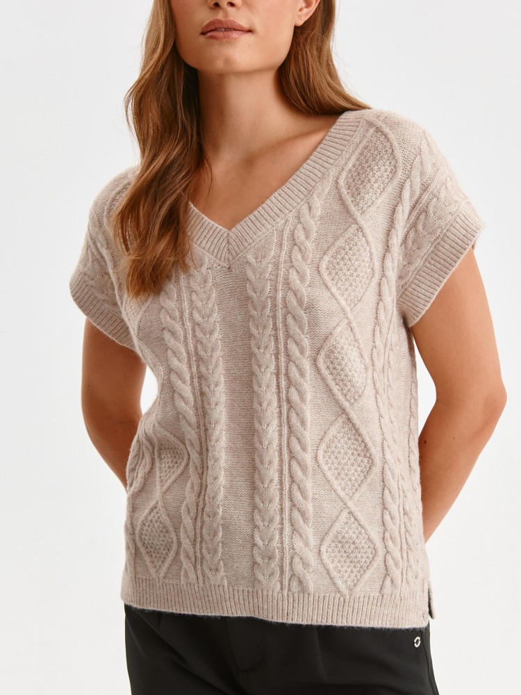 Kamizelka dzianinowa z ozdobnymi przeplotami