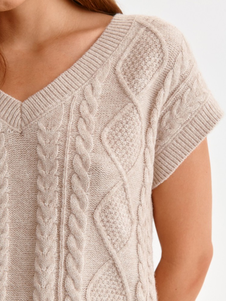 Kamizelka dzianinowa z ozdobnymi przeplotami