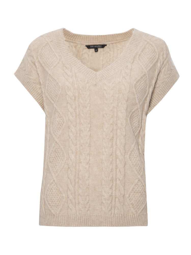 Kamizelka dzianinowa z ozdobnymi przeplotami