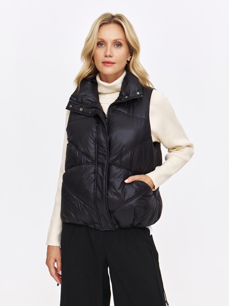 Pikowana czarna kamizelka damska