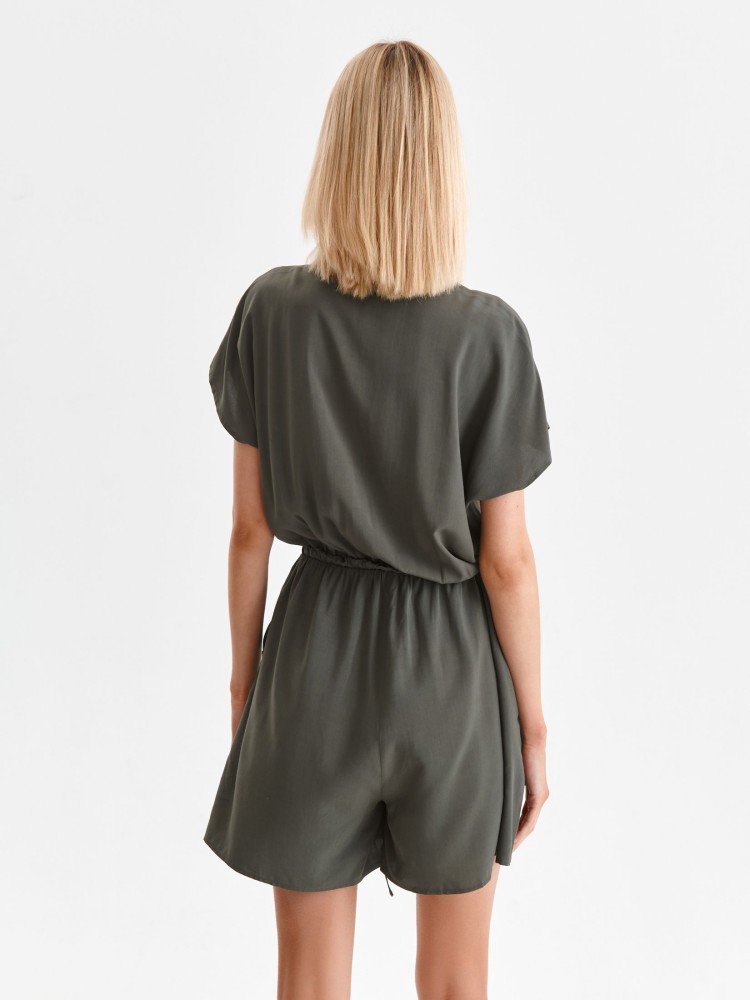 Krótki kombinezon damski ze ściągaczem w talii