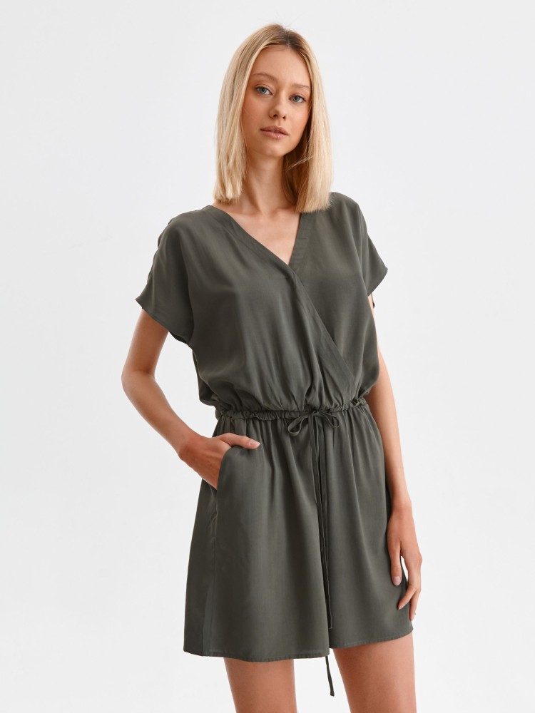 Krótki kombinezon damski ze ściągaczem w talii