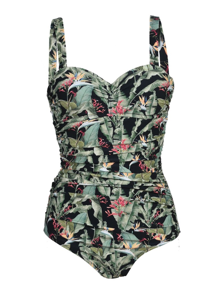 Jednoczęściowy kostium kąpielowy w egzotyczny wzór