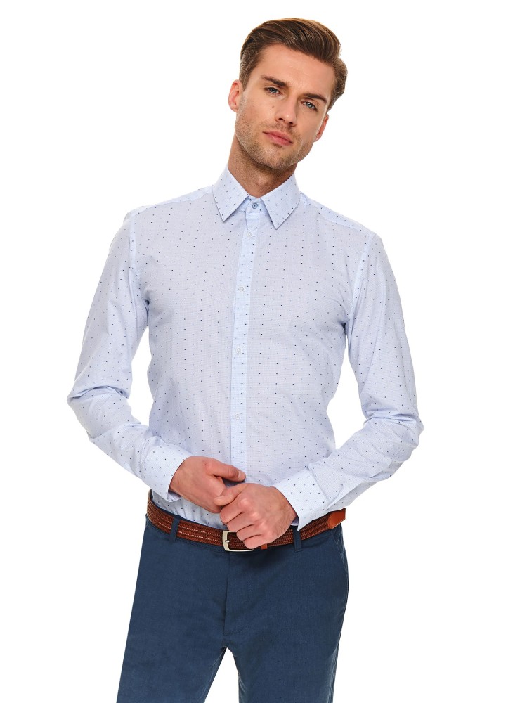 Koszula gładka z tkaniny strukturalnej slim fit